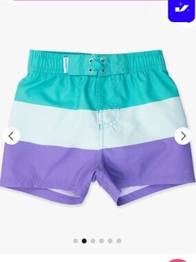 NWOT Ruffle Butts Color Block & Stripes Classic Swim Trunks size 7